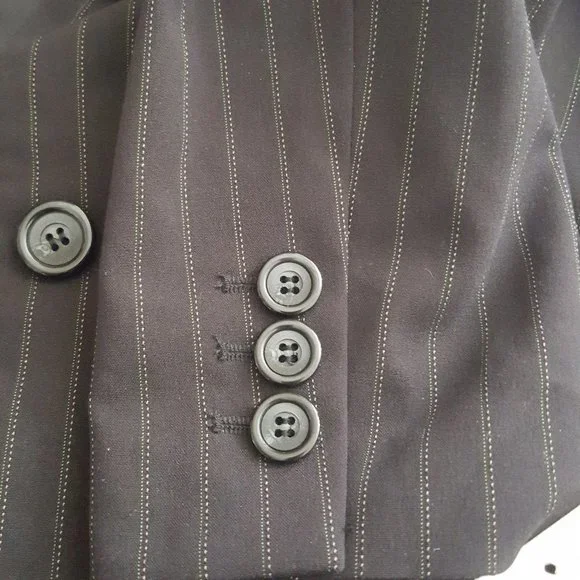 New STYLE & CO Strech Collection Womens Button Suit Jacket Black Striped - Picture 12 of 12